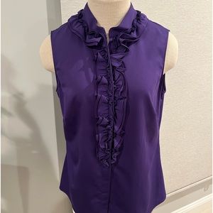 Tahari ruffle front sleeveless blouse